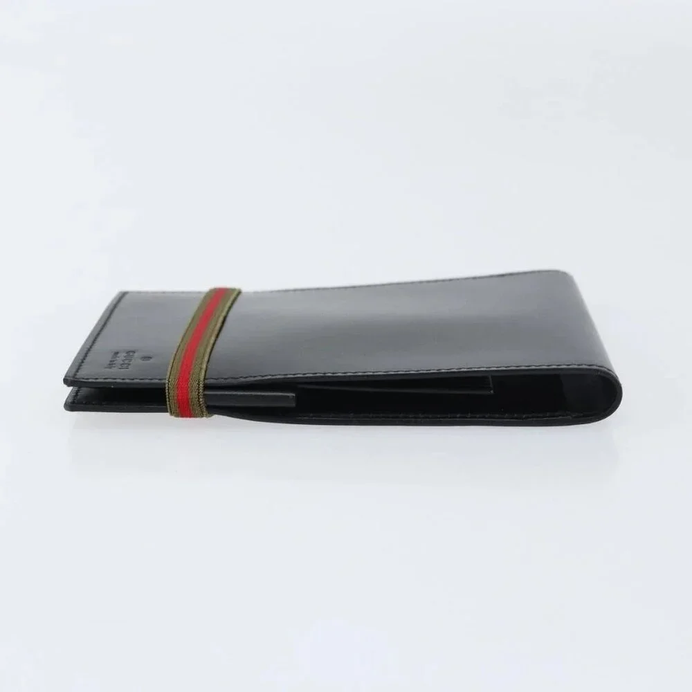 GUCCI Web Sherry Line Day Planner Cover Leather Outlet Black